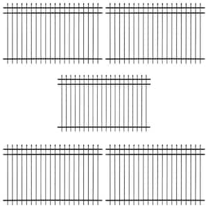 5 ft. x 8 ft. Heavy-Duty Steel Spaced Bar Pointed Pinnacle Metal Fence Panel (Pack of 5)