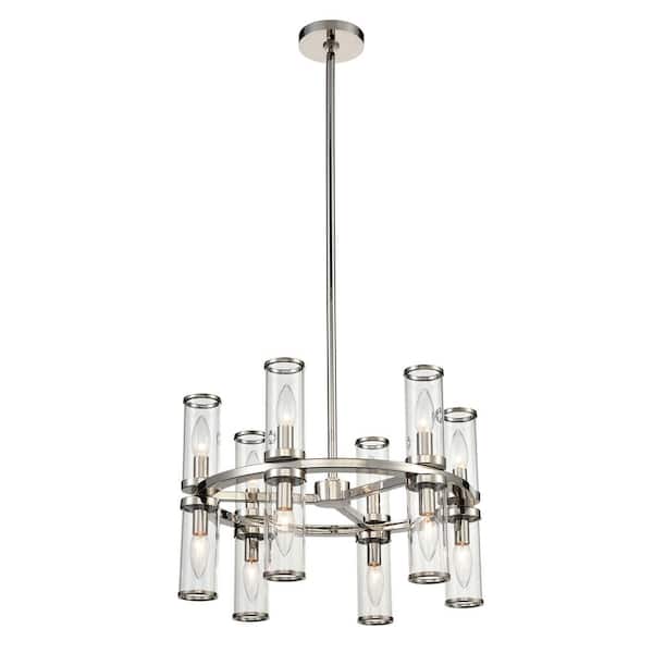 ALORA Revolve 19 in. 12 Light 60-Watt Clear Glass/Polished Nickel Chandelier