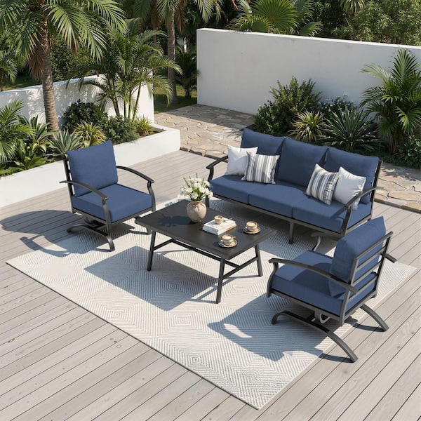 その他 Sofa With Table For sale Halmuz 5-Seat Outdoor Iron Conversation Sofa Set with Rectangular