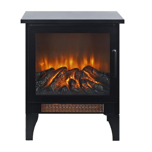 14.2 in. W 400 sq. ft. 3-Sided 3D Flame Electric Stove in Black