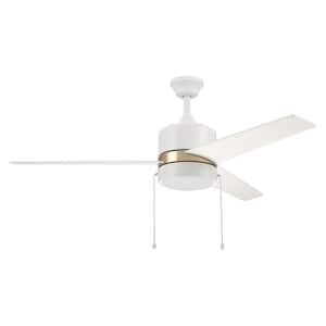 Marais 52 in. Integrated LED Indoor White Ceiling Fan with Light Kit and Pull Chain