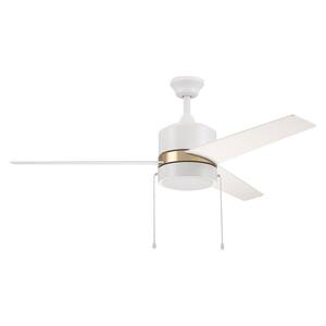 Marais 52 in. Integrated LED Indoor White Ceiling Fan with Light Kit and Pull Chain