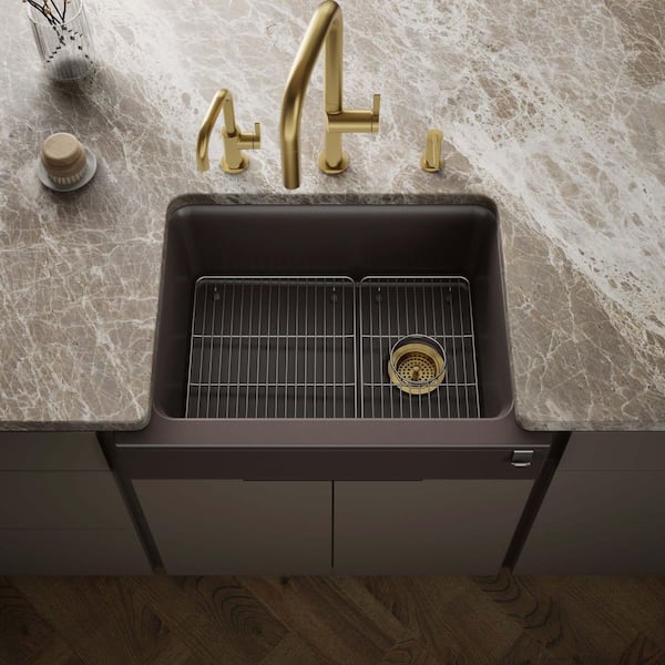 Cairn Matte Brown Granite Composite 29.75 in. Single Bowl Undermount Kitchen Sink