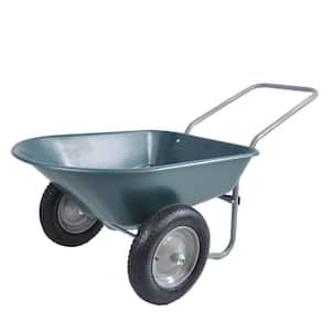 5 cu. ft. Steel Green 2-Wheeled Trolley Garden Cart, 15 in. Pneumatic Wheel