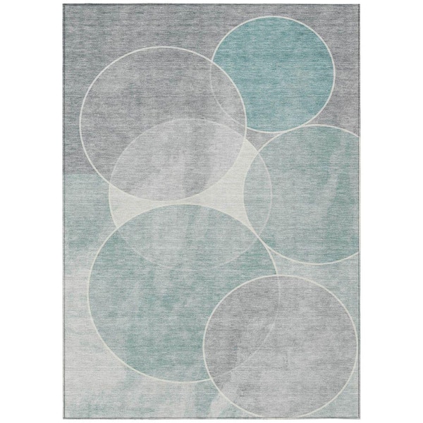 Chantille Machine Washable Indoor/Outdoor Abstract ACN2286 Teal 2 ft. 6 in. x 3 ft. 10 in. Area Rug