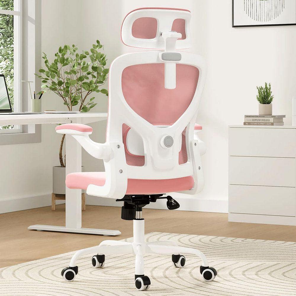 Lirago Polyurethane Adjustable Height Office Tesk Chair in Pink