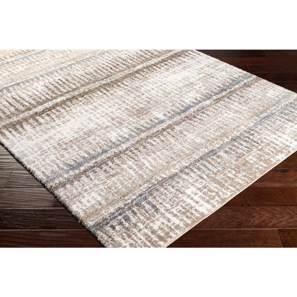 Maez Soft Abstract Stripes Gray Synthetic Area Rug 7'10" x 10'