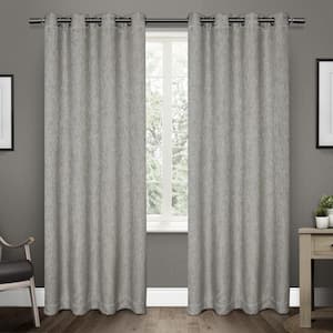 Vesta Black Pearl Solid Woven Room Darkening Grommet Top Curtain, 52 in. W x 84 in. L (Set of 2)