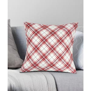 Plaid Decorative Pillow 18x18 Red