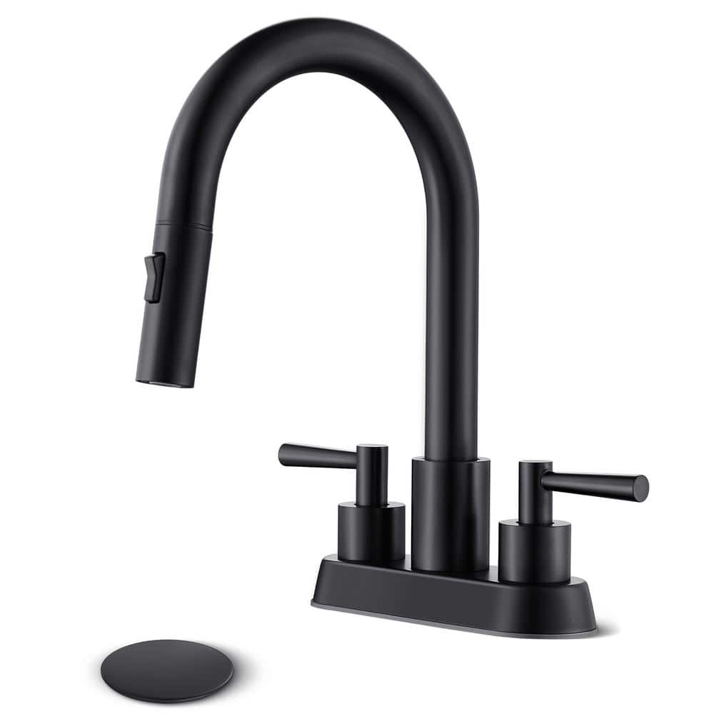Matte Black Stainless Steel Double Handle Bathroom Faucet
