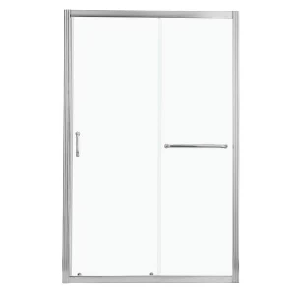 Sarlai 60 in. W x 72 in. H Sliding Semi Frameless Shower Door in Chrome Finish with Clear Glass