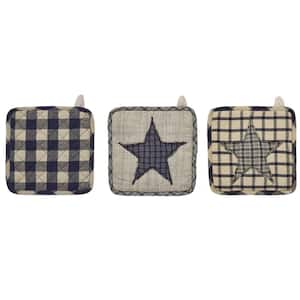 My Country Cotton Navy Patchwork Pot Holder (3-Pack)