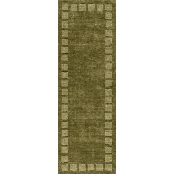 Petra High-Low Wool-Blend Verdant Green 3 ft. x 8 ft. Indoor/Outdoor Patio Runner Rug