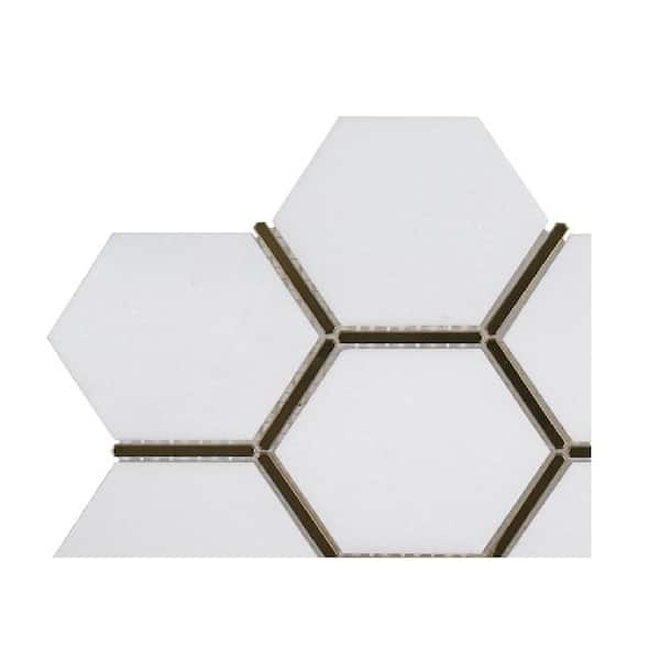 Jeffrey Court Take Home Tile Sample - Laurel Brass White 4.5 in. x 4.5 ...