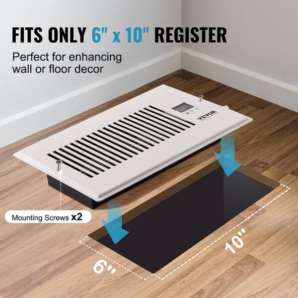 VEVOR Register Booster Fan, Quiet Vent Booster Fan Fits 6” x 10” Register Holes, with Remote Control and Thermostat Control, Ad