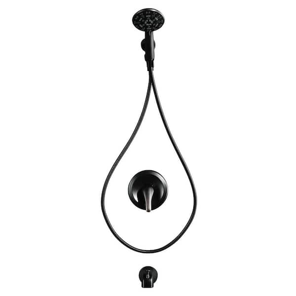 Single Handle 7-Spray Tub and Shower Faucet 1.8 GPM with Brass Rough-in Valve and 70 in. Hose in Oil Rubbed Bronze