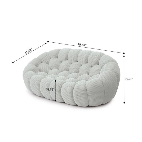 Magic Home 79 in. Bubble Love Seat, Gray Mesh Fabric Armless 2
