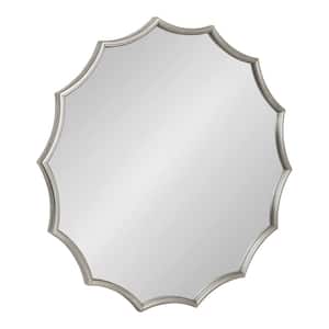 Lalina 32.75 in. H x 34.00 in. W Scalloped Metal Framed Silver Mirror