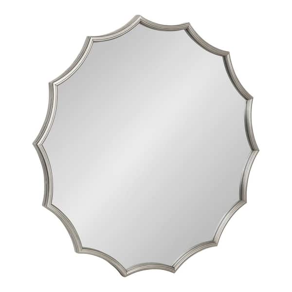 Kate and Laurel Lalina 32.75 in. H x 34.00 in. W Scalloped Metal Framed Silver Mirror