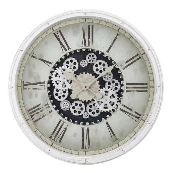 Unbranded 30 in. Round Wall Clock, Large Oversized Wall Clock with Gear Mechanism for Living Room, Kitchen, Bedroom, Home