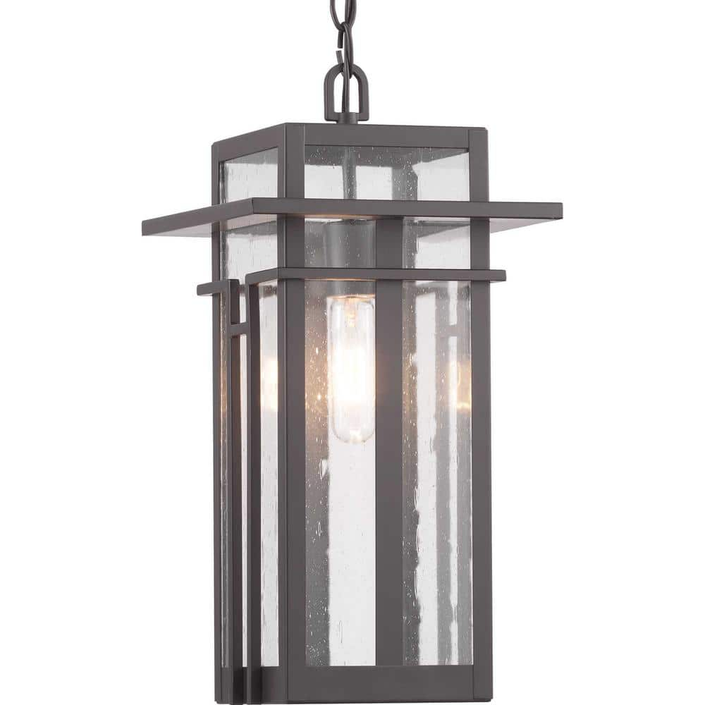 Progress Lighting Boxwood Collection 1-Light Antique Bronze Clear Seeded  Glass Craftsman Outdoor Hanging Lantern Light P550039-020 - The Home Depot