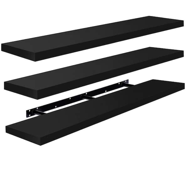 Floating Shelves for Wall - Extra-Long Shelves (3-Pack), 55 in. W x 9.25 in. D Black Composite Decorative Wall Shelf