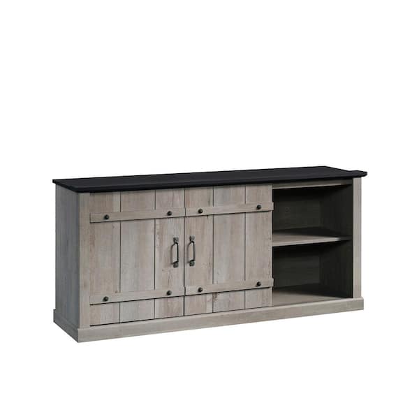 SAUDER 62.441 in. Mystic Oak Entertainment Center with Sliding Doors Fits TV's up to 70 in.