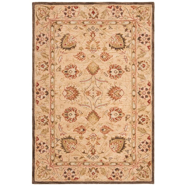 SAFAVIEH Anatolia Beige 6 ft. x 9 ft. Border Floral Area Rug