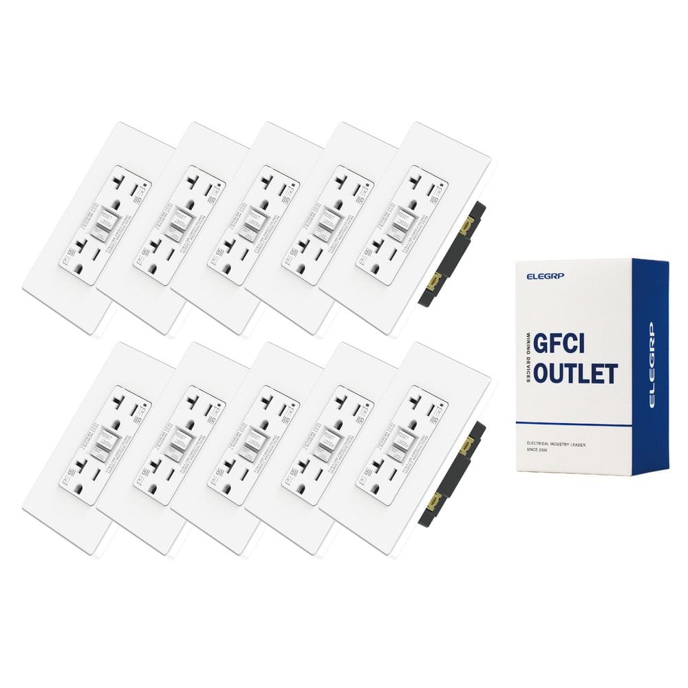 20 AMP 125V Duplex Tamper Resistant Weather Resistant Self-Test GFCI Outlet w/Screwles Wall Plate UL Listed WH (10-Pack) price history on PriceWatchPro