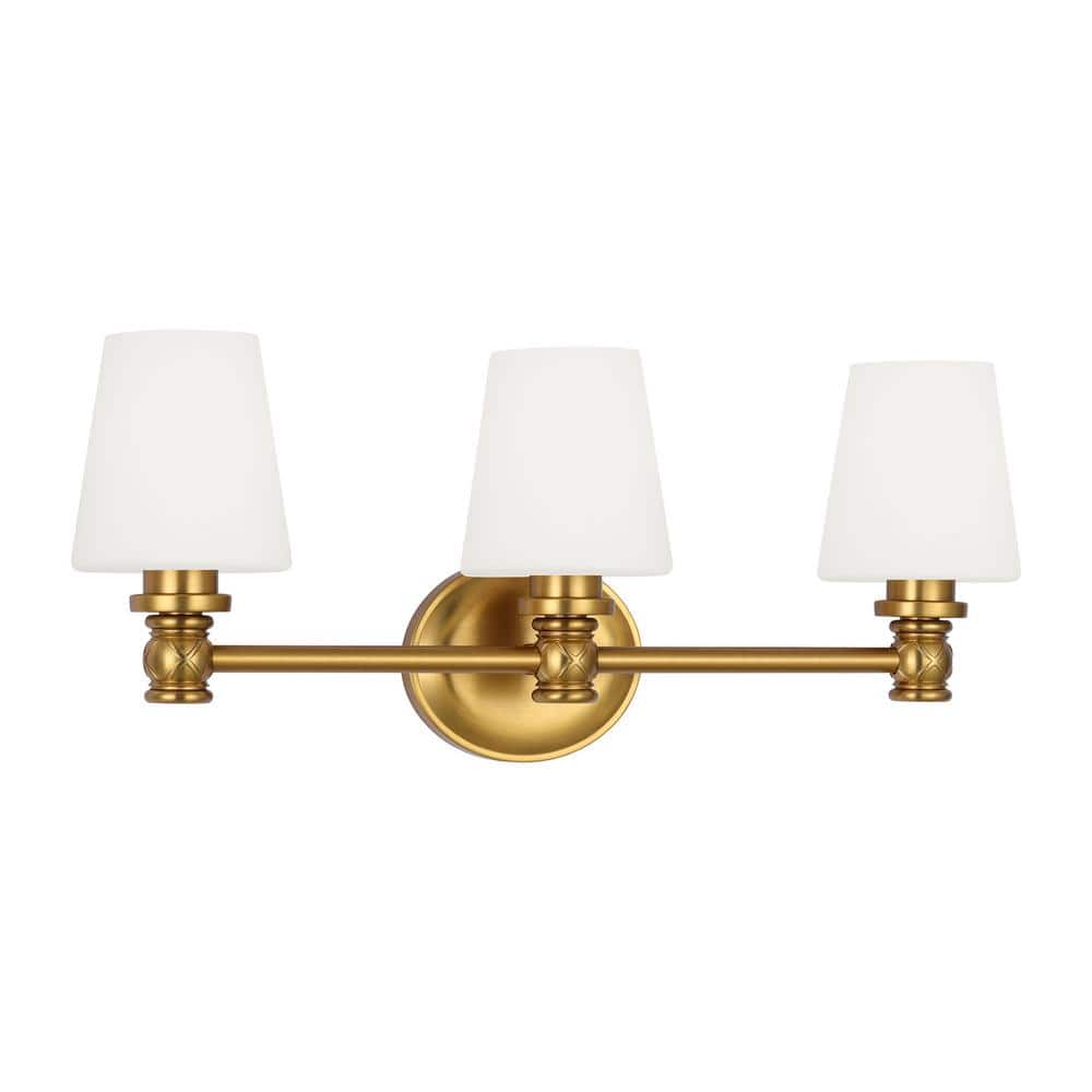 Xavierre 23.125 in. 3-Light Burnished Brass Transitional Vanity Light with Opal Etched Cased Glass Shades price history on PriceWatchPro