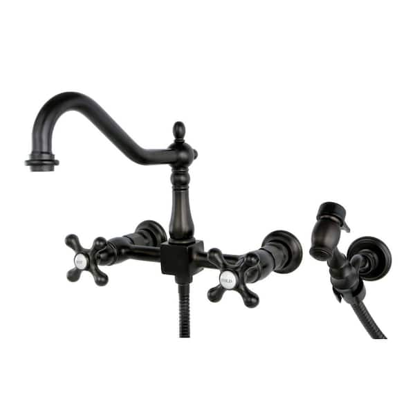Heritage 2-Handle Wall Mount Standard Kitchen Faucet in Oil Rubbed Bronze