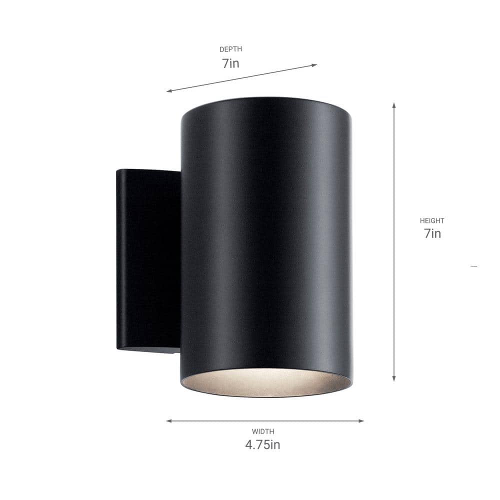 Black Aluminum Cylinder Outdoor Wall Sconce