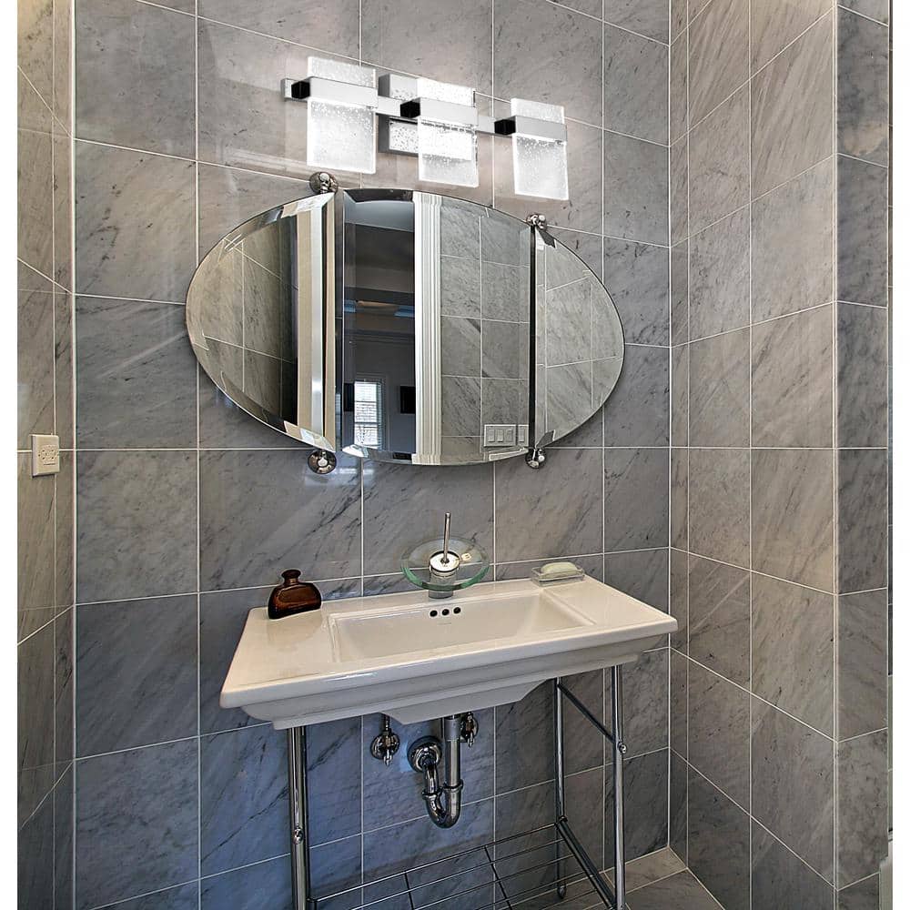 Madrona Black 23-Inch 3-Light LED Glass Vanity Light