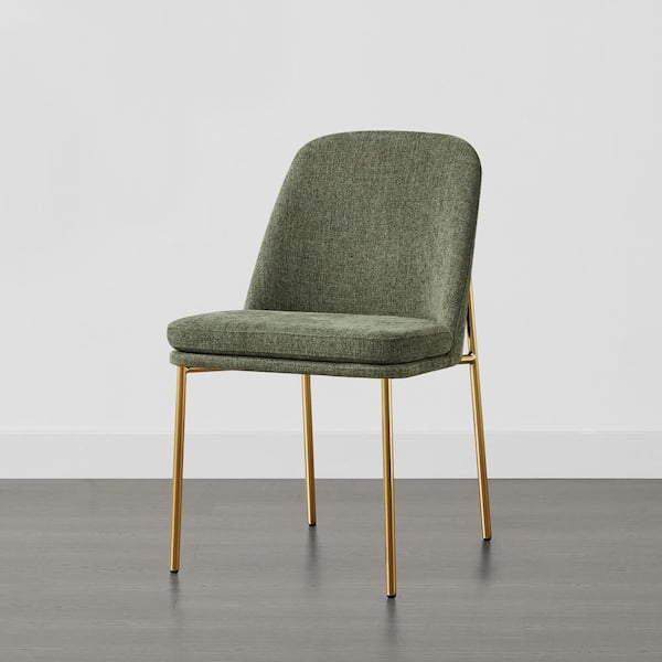 Solsticeon Moss Green Fabric Dining Chairs with Metal Frame (Set of 3)