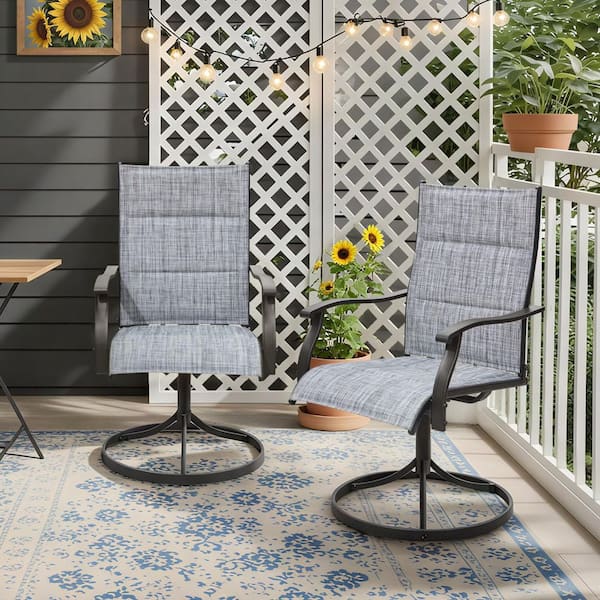 HOMMOW 2-Piece Outdoor Dining Chairs Set, All-Weather Patio Swivel