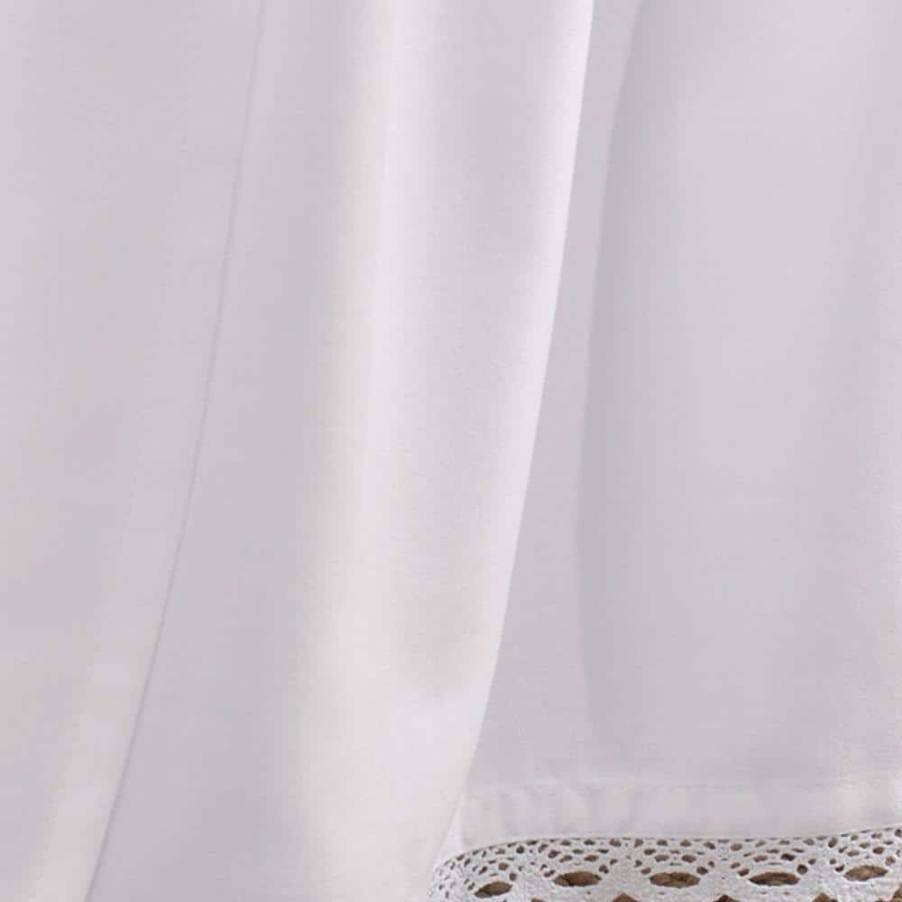 White Cotton Queen Bed Skirt with Lace Trim