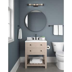 31 in. W x 31 in. H Framed Round Wall Bathroom Vanity Mirror in Brushed Matte Black