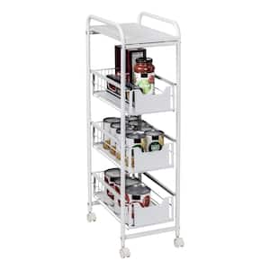 9.4 in. W x 33.1 in. H White Steel 3-Drawer Rolling Cart