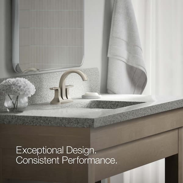 KOHLER Rubicon 4 in. Centerset Double Handle High Arc Bathroom Faucet in Vibrant Brushed Nickel