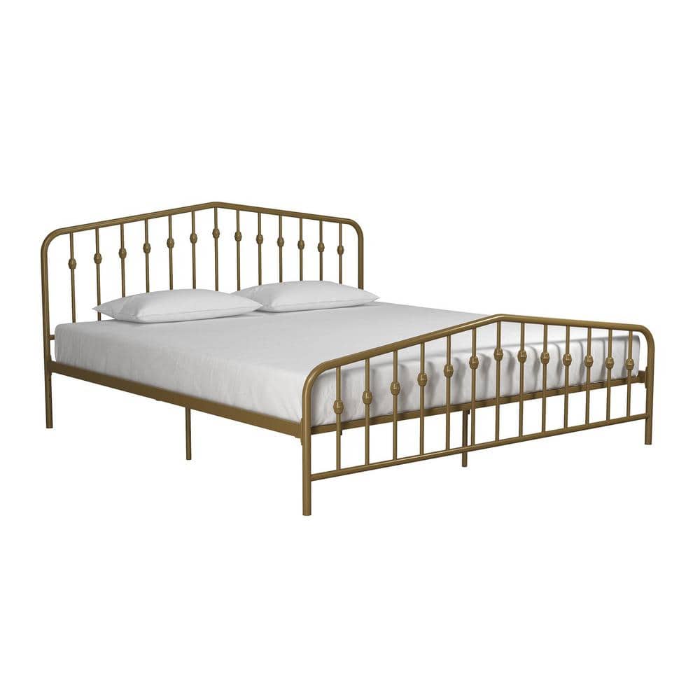 Bushwick Gold King Metal Platform Bed with Headboard