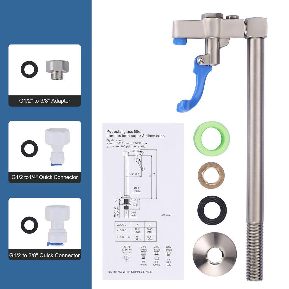 Brushed Nickel 9.2" Deck Mount Glass Filler Faucet