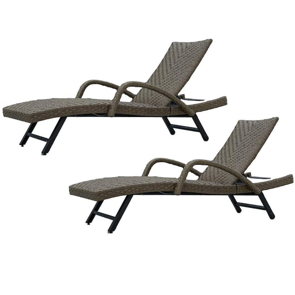 Wildaven 2Piece Wicker Outdoor Chaise Lounge Patio Reclining Chair
