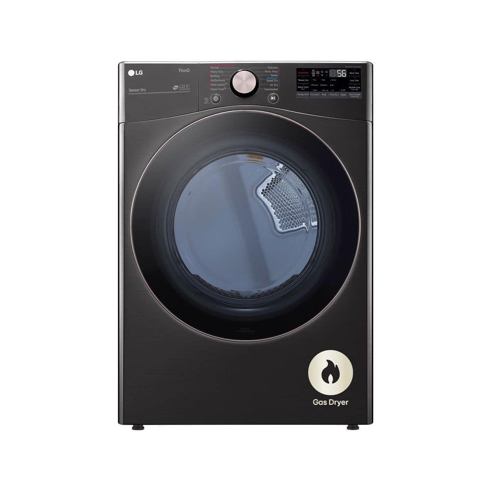 7.4 Cu. Ft. Vented SMART Stackable Gas Dryer in Black Steel with TurboSteam and Sensor Dry Technology