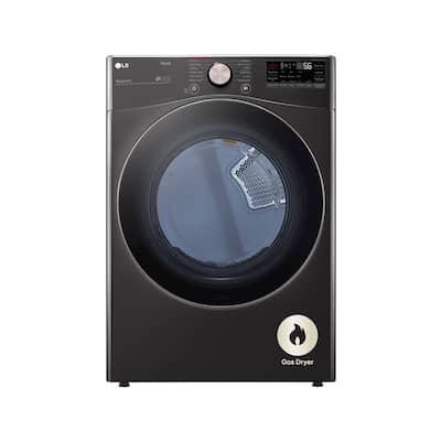 7.4 Cu. Ft. Vented SMART Stackable Gas Dryer in Black Steel with TurboSteam and Sensor Dry Technology