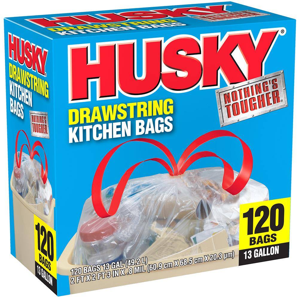 Husky 13 Gal Drawstring Trash Bags 120 Count Hk13ds120c The Home Depot