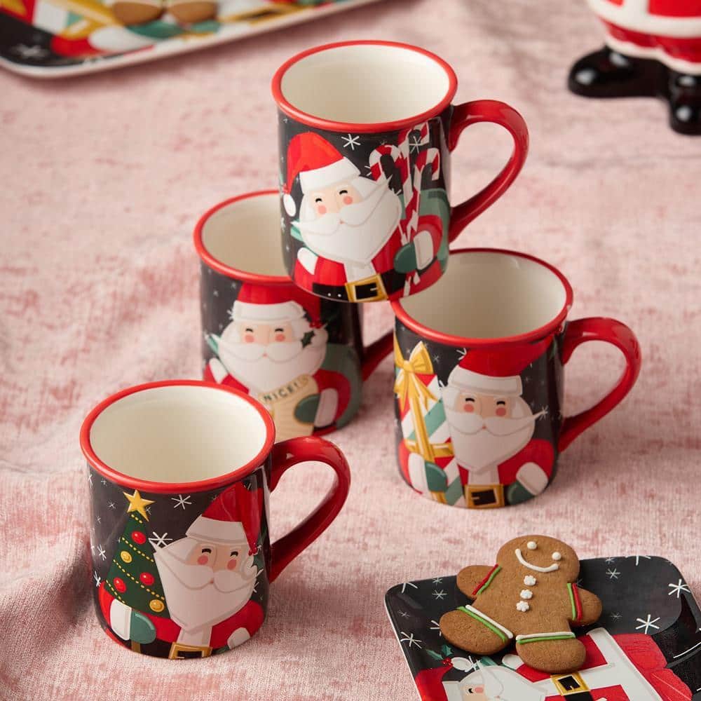 Certified International Christmas Whimsy Santa 18 oz. Assorted Colors  Ceramic Mugs (Set of 4) 21706SET4 - The Home Depot