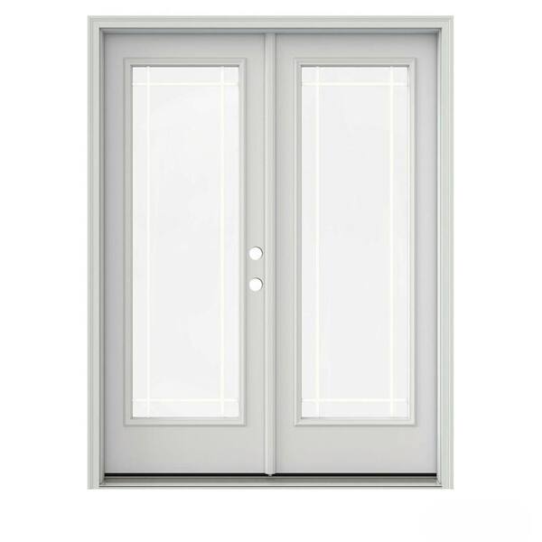 JELD-WEN 60 in. x 80 in. Primed Steel Left-Hand Inswing 9 Lite Glass ...