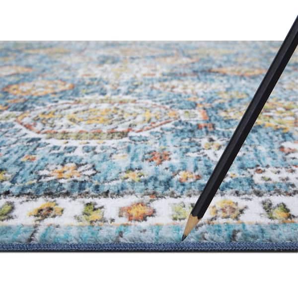 Eden Collection Regal Blue 6 ft. x 9 ft. Machine Washable Traditional Indoor Area Rug