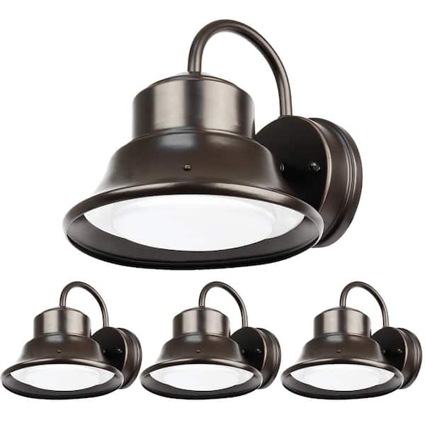 Feit Electric 60-Watt Equivalent Integrated LED Bronze Dusk to Dawn Photocell Sensor Outdoor Wall Pack Light 5000K, 4-Pack