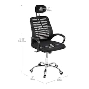 Swivel Mesh Ergonomic Office Chair, Height Adjustable, Desk Chair in Black Headrest, 24 in. L x 20 in. W x 44-50 in.